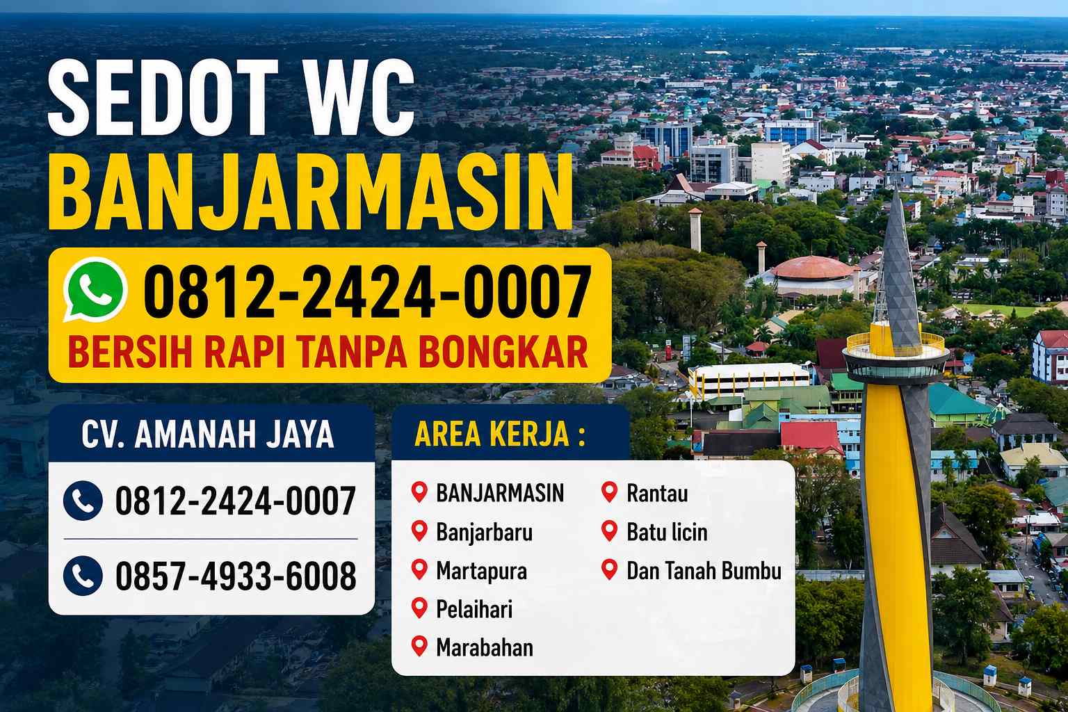 Sedot WC Banjarmasin 0812-2424-0007 Bersih Rapi Tanpa Bongkar